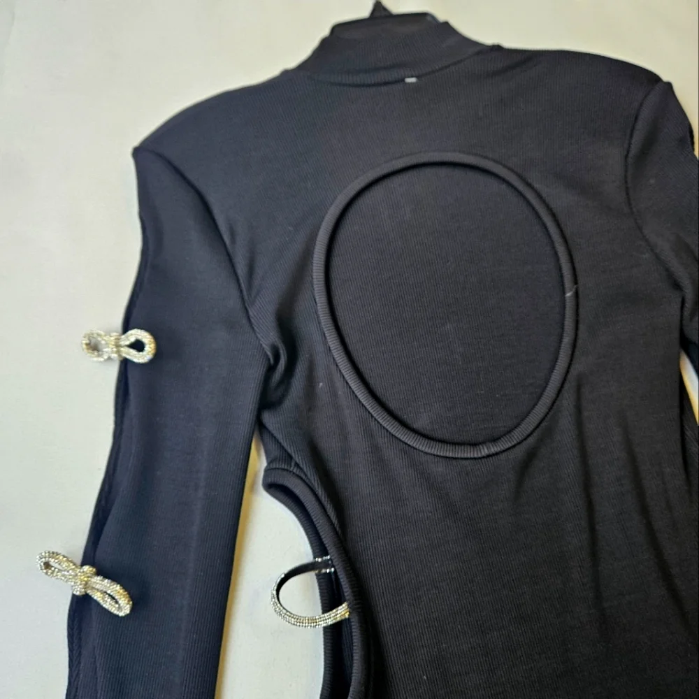 NEW $985 Mach & Mach Crystal-Embellished Cut-Out Minidress - Picture 11 of 16